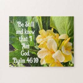 Gelbe Blume still sein und Psalm kennen 46:10 Puzzle