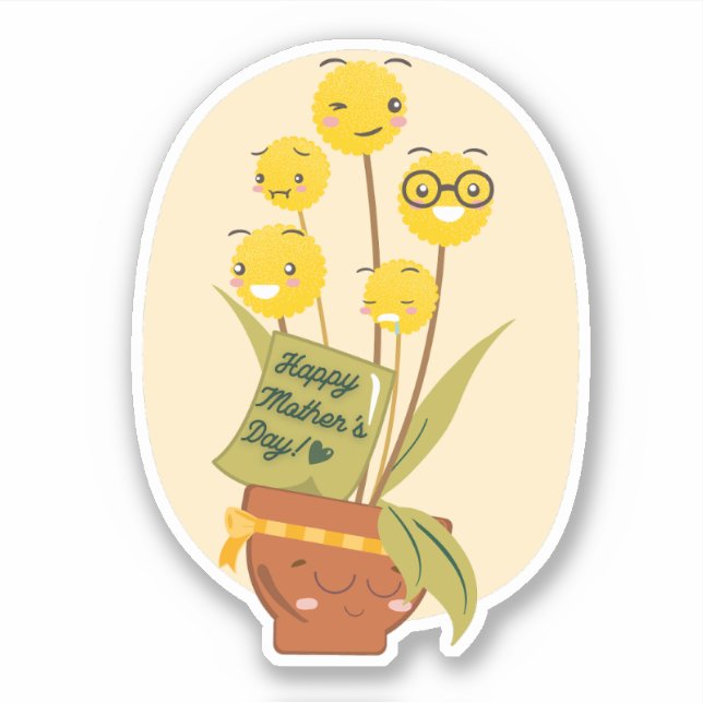 Gelbe Blume und Mama Pflanze Aufkleber (Vorderseite)