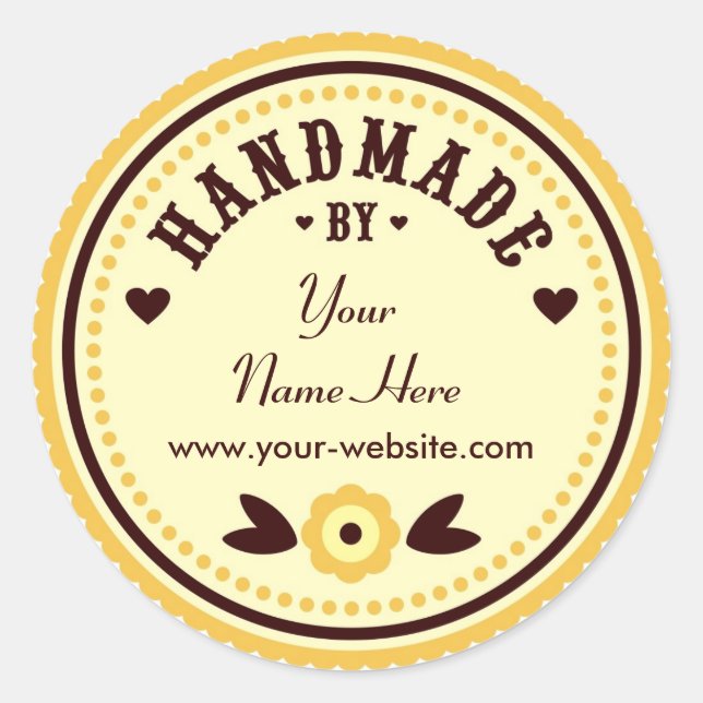 Gelbe Blume von Personalisierten Aufklebern handge Runder Aufkleber (Vorderseite)