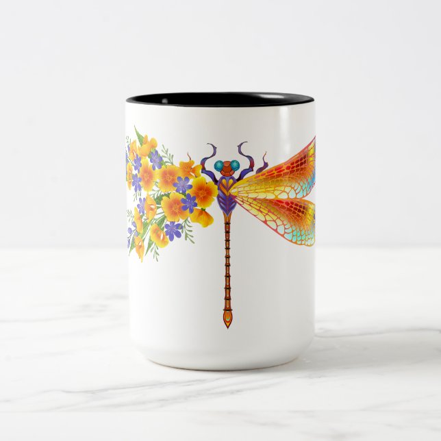 Gelbe Blume Zweifarbige Tasse (Mittel)