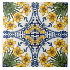 Gelbe Blumen 3 Fliese