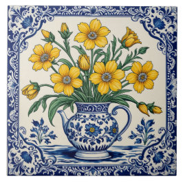 Gelbe Blumen 4 Fliese