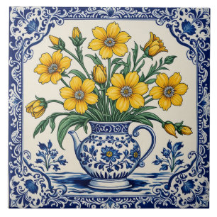 Gelbe Blumen 4 Fliese