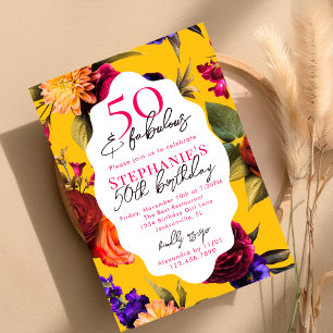 Gelbe Blumen 50 & Fantastische 50. Geburtstagsfeie Einladung