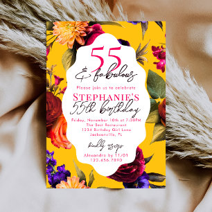 Gelbe Blumen 55 & Fantastische 55. Geburtstagsfeie Einladung