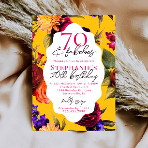 Gelbe Blumen 70 & Fabelhaft 70. Geburtstagsfeier Einladung