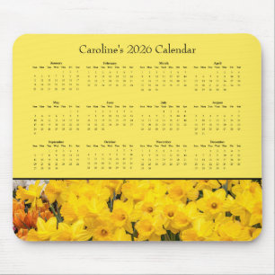 Gelbe Blumen - Anpassbarer Kalender 2026 Mousepad