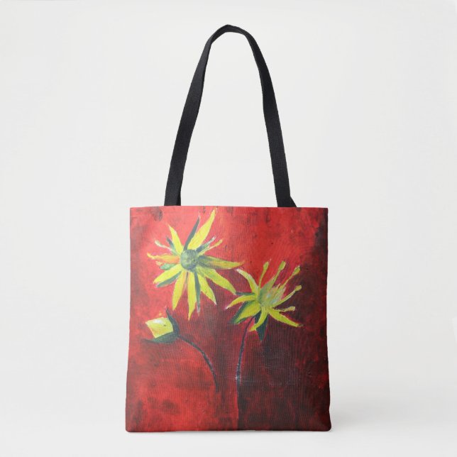 Gelbe Blumen Art Custom All-Over-Print Tote Bag (Vorderseite)