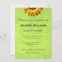 Gelbe Blumen auf Abstrakt-grüner Monogram Einladung