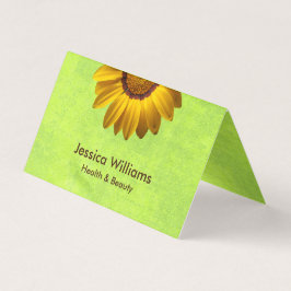 Gelbe Blumen auf Abstrakt-grüner Monogram Visitenkarten