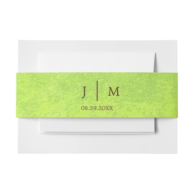 Gelbe Blumen auf Abstrakter Grüner Hochzeit Einladungsbanderole (Vorderseite Beispiel)