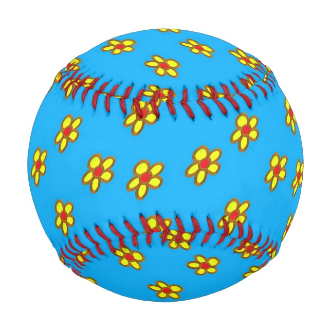 Gelbe Blumen auf blau Baseball (Vorderseite)