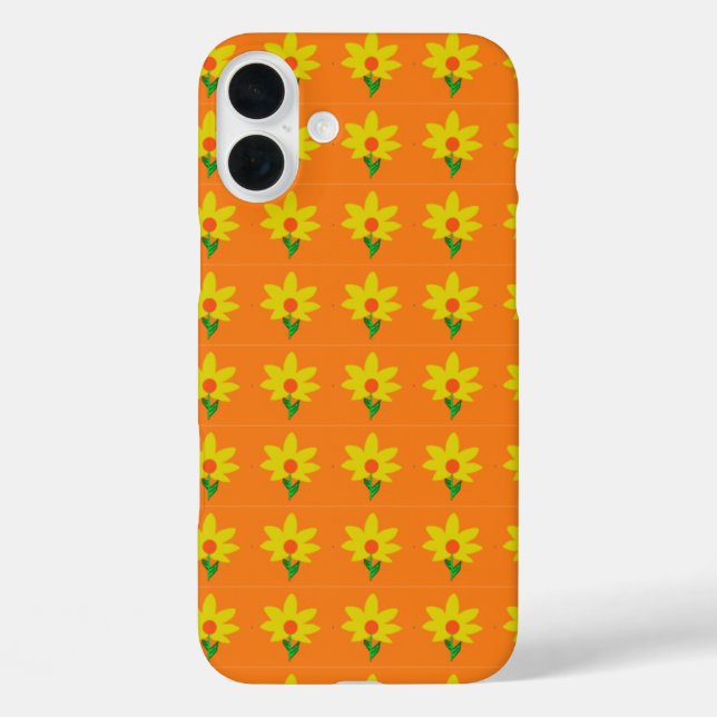 Gelbe Blumen auf Orange Case-Mate iPhone Hülle (Rückseite)
