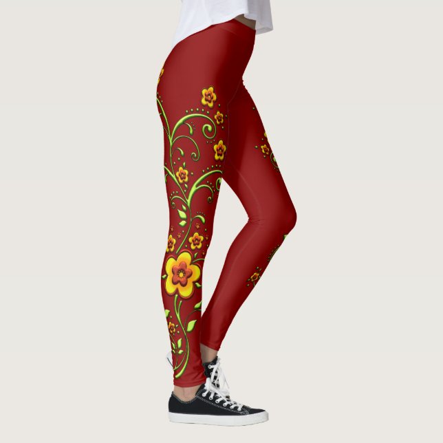 Gelbe Blumen auf Weinbergen Leggings (Rechts)