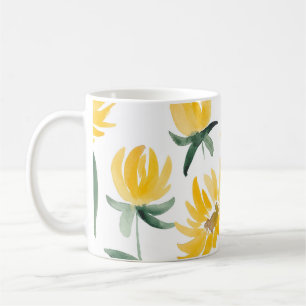 Gelbe Blumen Blatt Sommer Muster Kaffeetasse