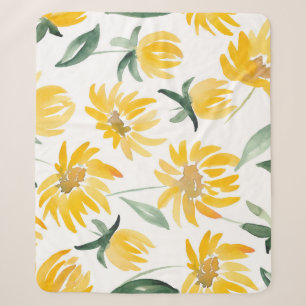 Gelbe Blumen Blatt Sommer Muster Sherpadecke