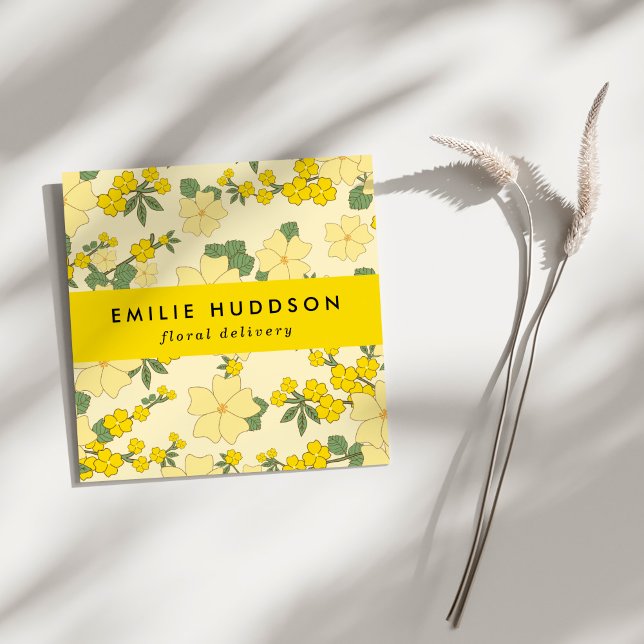 Gelbe Blumen, Blumen, Florist, Blume Shop Quadratische Visitenkarte (Von Creator hochgeladen)