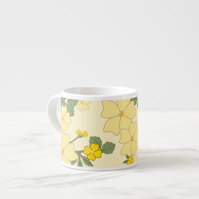 Gelbe Blumen, Blumenmuster, Muster von Blume Espressotasse (Vorderseite Links)