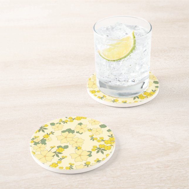 Gelbe Blumen, Blumenmuster, Muster von Blume Getränkeuntersetzer (Seite)