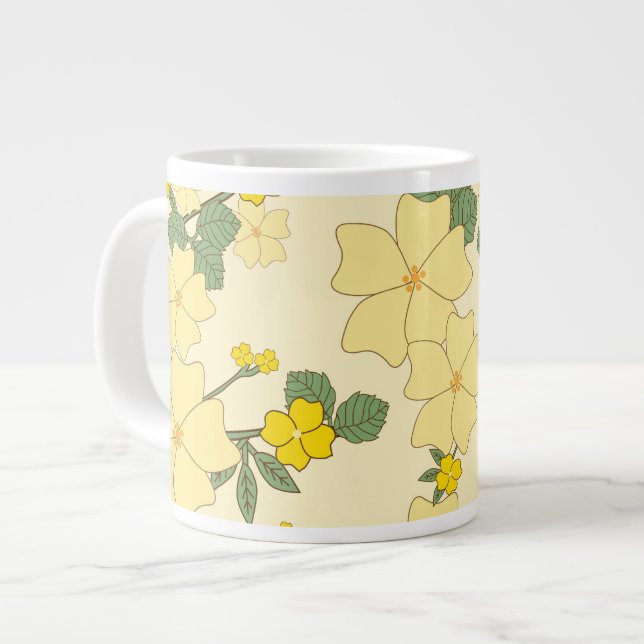 Gelbe Blumen, Blumenmuster, Muster von Blume Jumbo-Tasse (Vorderseite Links)