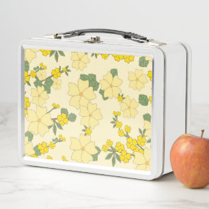 Gelbe Blumen, Blumenmuster, Muster von Blume Metall Brotdose