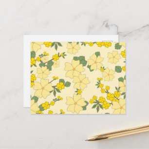 Gelbe Blumen, Blumenmuster, Muster von Blume Postkarte