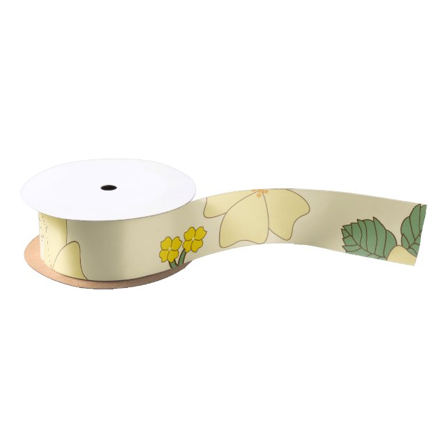 Gelbe Blumen, Blumenmuster, Muster von Blume Satinband (Spule)