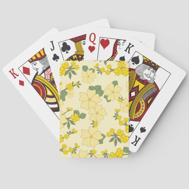 Gelbe Blumen, Blumenmuster, Muster von Blume Spielkarten (Rückseite)