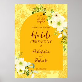 Gelbe Blumen Bogen Haldi Begrüßungszeichen Poster