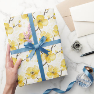 Gelbe Blumen Brautparty Geschenkpapier