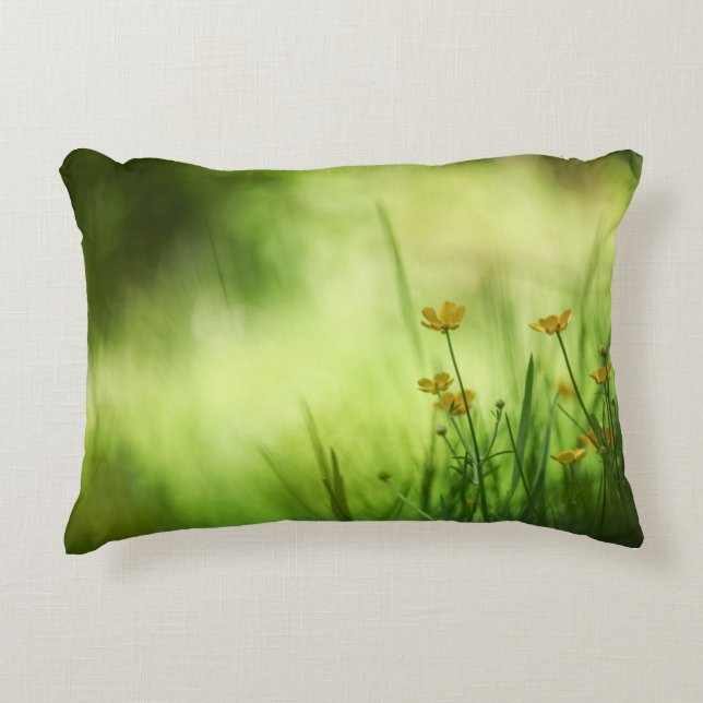 Gelbe Blumen Buttercup Nature Foto Dekokissen (Vorderseite)