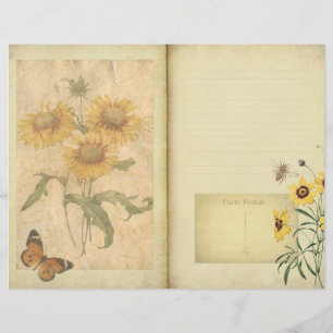 Gelbe Blumen-Collage-Journalseite Scrapbook-Papier