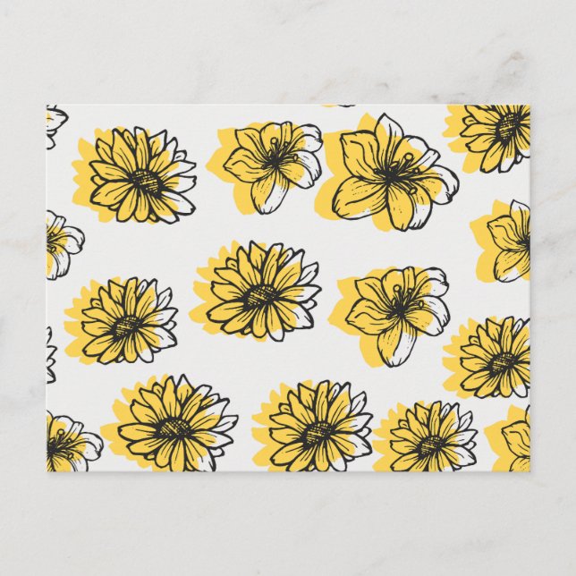 Gelbe Blumen Daisy Sonnenblume Lilly Botanical Postkarte (Vorderseite)
