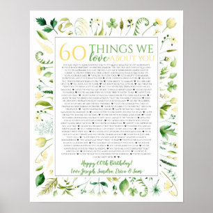 gelbe Blumen Dinge, die wir lieben dich 50. Geburt Poster
