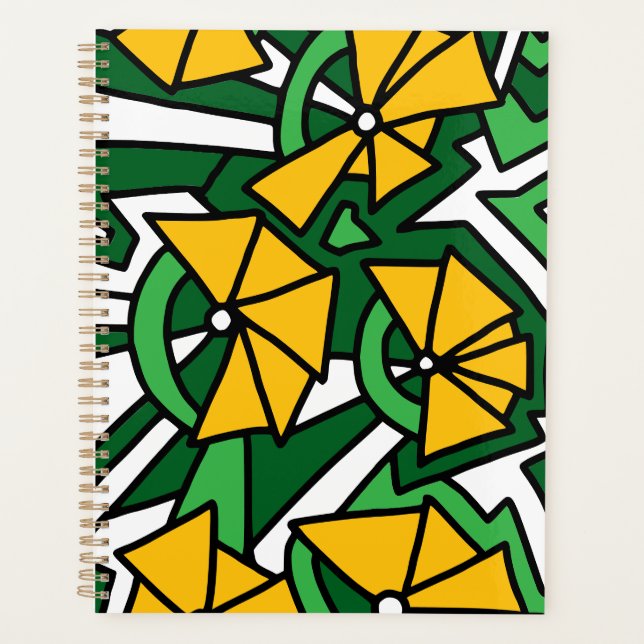 Gelbe Blumen Doodle Art Planer (Vorderseite)