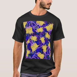Gelbe Blumen: dunkle Hintergrund-Wasserfarbenkunst T-Shirt