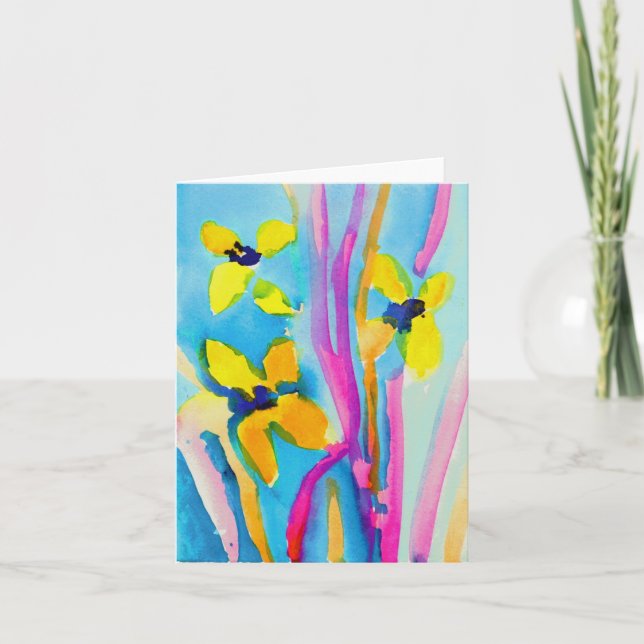Gelbe Blumen durch Christina Miller, Alter 9 Karte (Vorderseite)