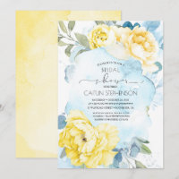 Gelbe Blumen Dusty Blue Greenery Brautparty
