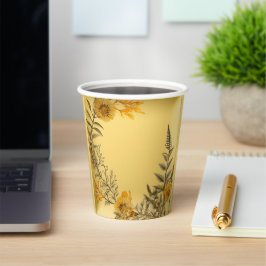 Gelbe Blumen Ferns Greenery Elegant Pappbecher