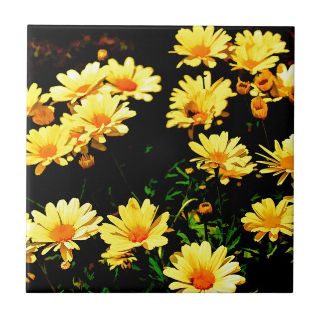 Gelbe Blumen Fliese (Vorderseite)
