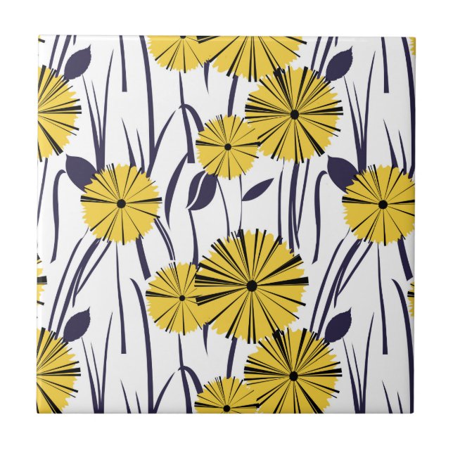 Gelbe Blumen Fliese (Vorderseite)