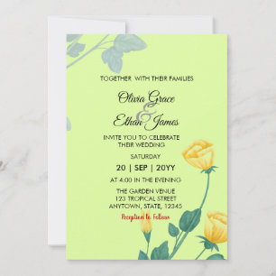 Gelbe Blumen Florales Design Hochzeit Einladung