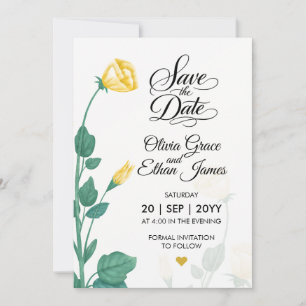 Gelbe Blumen Florales Design Save The Date