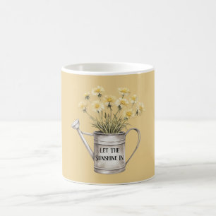Gelbe Blumen Gießkanne Lässt Den Sonnenschein Ein Kaffeetasse