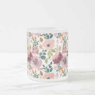 gelbe Blumen Glitter-Tasse , Floral Sparkle Ästhet Mattglastasse