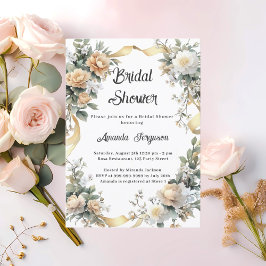 Gelbe Blumen Goldband-Brautparty Einladung
