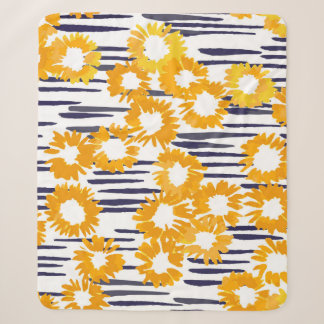 Gelbe Blumen: handbemalt Vintag Sherpadecke