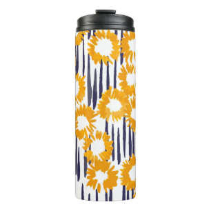 Gelbe Blumen: Handbemalte Vintage Thermosbecher