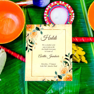Gelbe Blumen Haushalt Haldi Pithi Einladung
