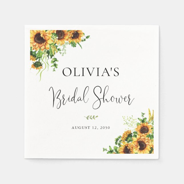 Gelbe Blumen-Hochzeitsdusche-Serviette Serviette (Vorderseite)